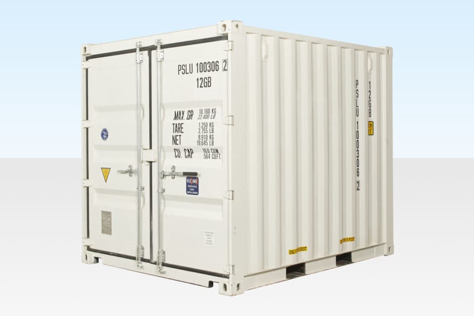 10ft x 8ft Shipping Container (One Trip) White (RAL 9003).