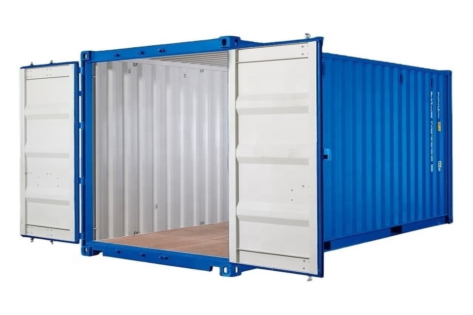 20ft Self Storage Container with Bamboo Floor - Blue (RAL 5010)